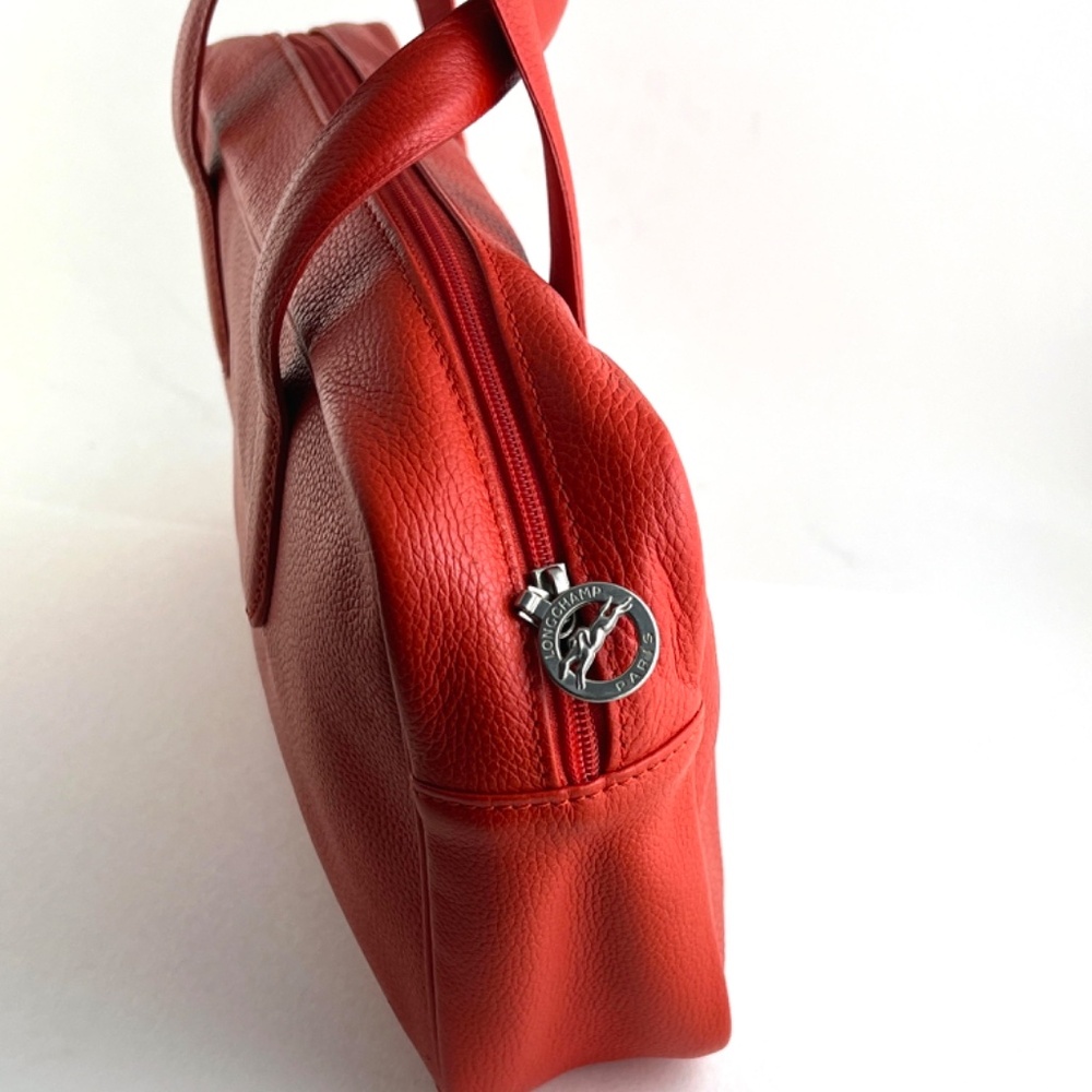 Longchamp handbag - Striking orange pebbled leather. - Picture 8 of 9